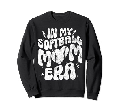 My Softball Mom Era Groovy Sweatshirt - Casual Everyday Wear Unisex - T-Shirt, Sweatshirt, Hoodie