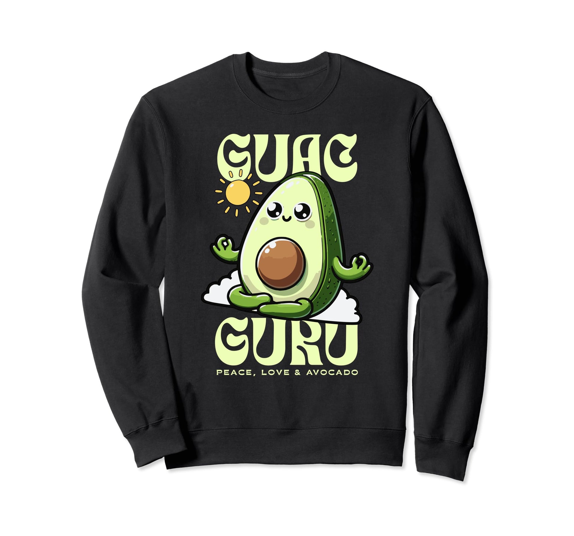 Peace Love Avocado Eco Friendly Sweatshirt - Custom Art Print Men Women - T-Shirt, Sweatshirt, Hoodie