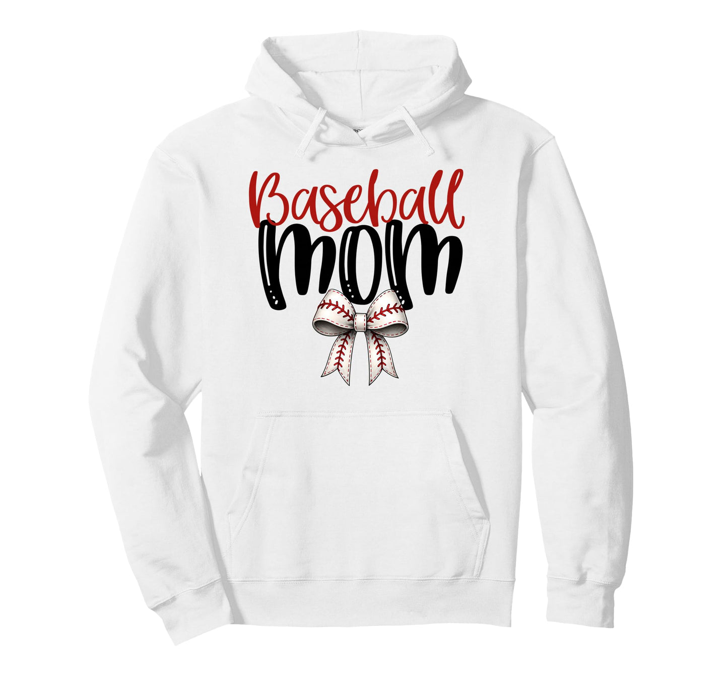 Baseball Mom Coquette Bow Game Day Hoodie - Fun Novelty Design for Adults - T-Shirt, Sweatshirt, Hoodie