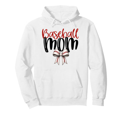 Baseball Mom Coquette Bow Game Day Hoodie - Fun Novelty Design for Adults - T-Shirt, Sweatshirt, Hoodie