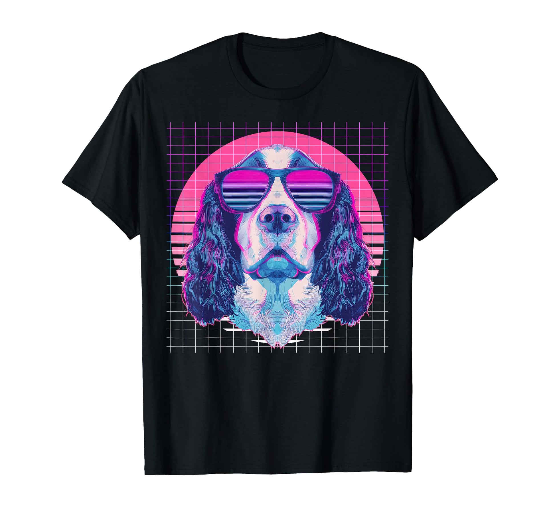 English Springer Spaniel Sunglasses Dog T-Shirt - Unique Graphic Men Women - T-Shirt, Sweatshirt, Hoodie