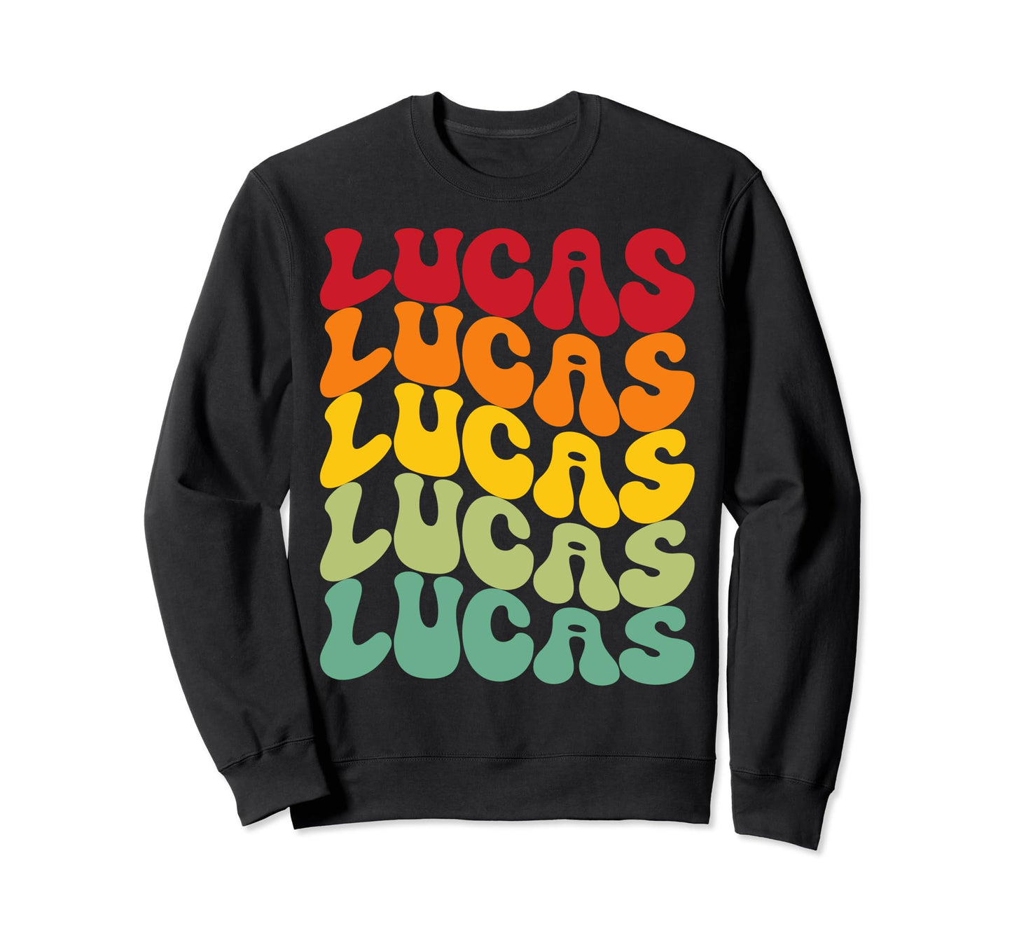 Lucas Rainbow Repetition Name Groovy Sweatshirt - Minimalist Print Unisex - T-Shirt, Sweatshirt, Hoodie
