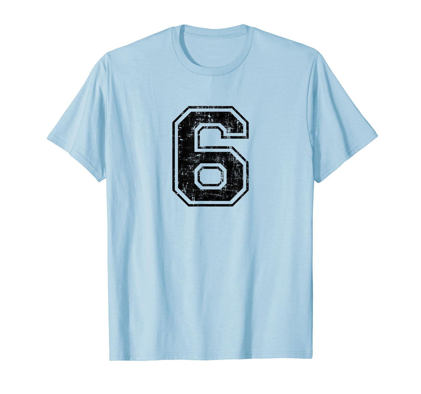 Number 6 Six Varsity Distressed Sport T-Shirt - Minimalist Print Unisex - T-Shirt, Sweatshirt, Hoodie