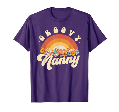 Groovy Nanny Rainbow Colorful Flowers T-Shirt - Novelty Apparel Men Women - T-Shirt, Sweatshirt, Hoodie