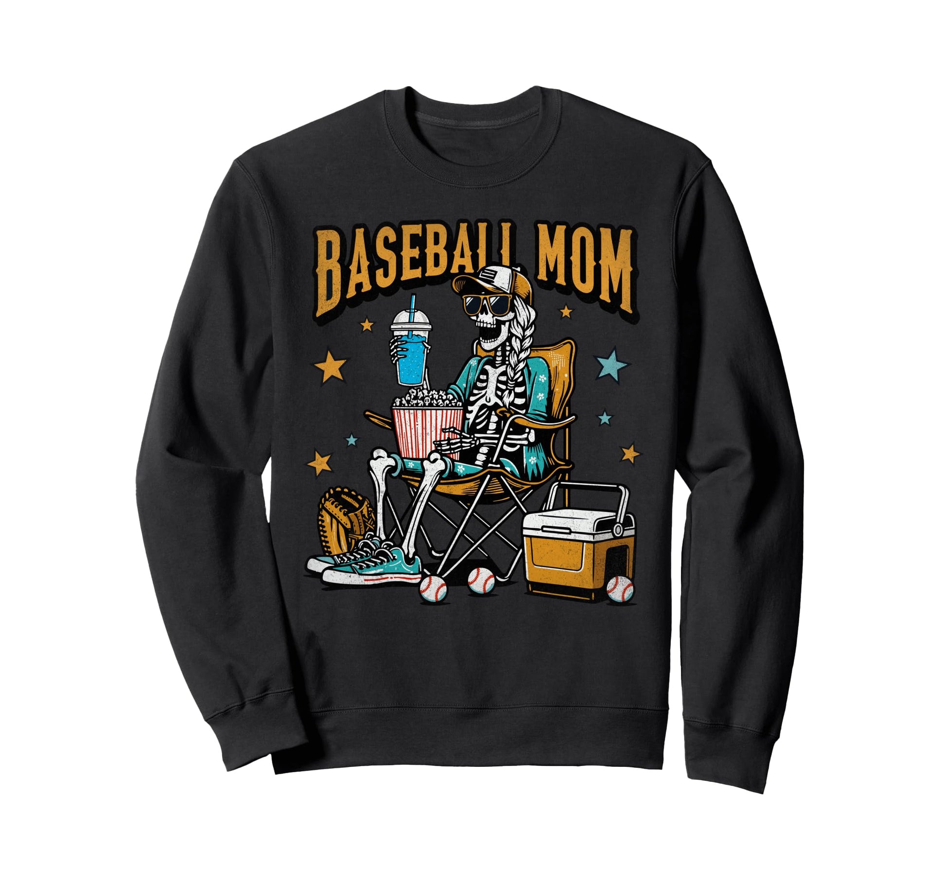Baseball Mom Skeleton Halloween Sweatshirt - Custom Art Print for Adults - T-Shirt, Sweatshirt, Hoodie