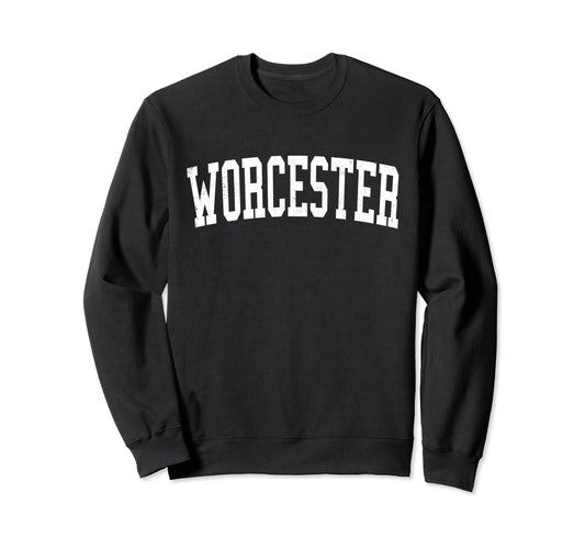 Worcester Ma Distressed White Varsity Sweatshirt - Trendy Graphic Unisex - T-Shirt, Sweatshirt, Hoodie