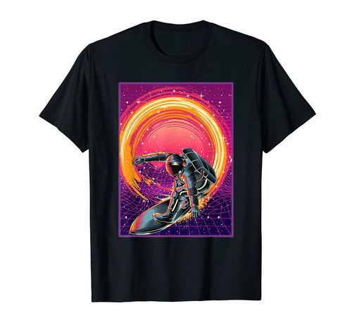 Surfing Synthwave Outer Space Vaporwave T-Shirt - Minimalist Print Unisex - T-Shirt, Sweatshirt, Hoodie