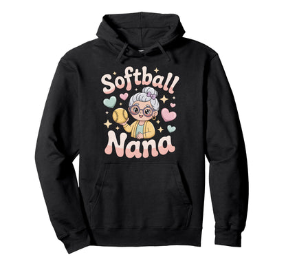 Softball Nana Grandma Softball Nana Hoodie - Streetwear Style for Adults - T-Shirt, Sweatshirt, Hoodie