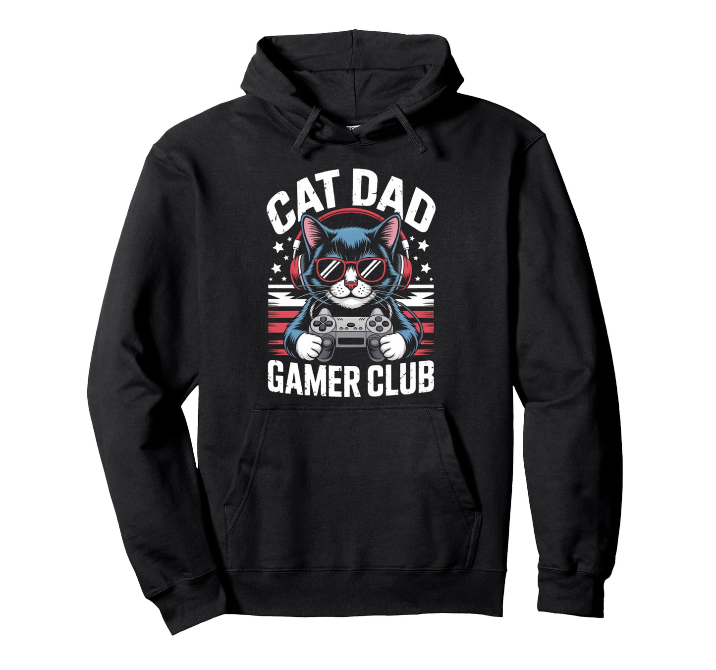 Funny Cat Dad Gamer Club Him Video Hoodie - Custom Art Print for Adults - T-Shirt, Sweatshirt, Hoodie