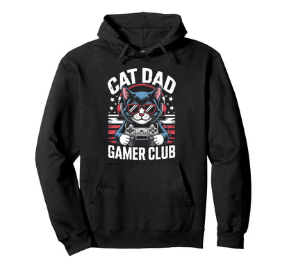 Funny Cat Dad Gamer Club Him Video Hoodie - Custom Art Print for Adults - T-Shirt, Sweatshirt, Hoodie