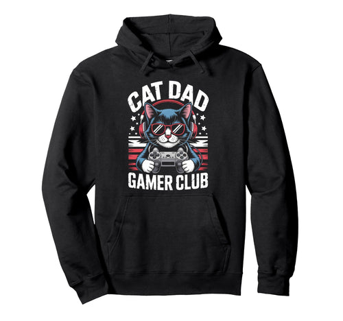 Funny Cat Dad Gamer Club Him Video Hoodie - Custom Art Print for Adults - T-Shirt, Sweatshirt, Hoodie
