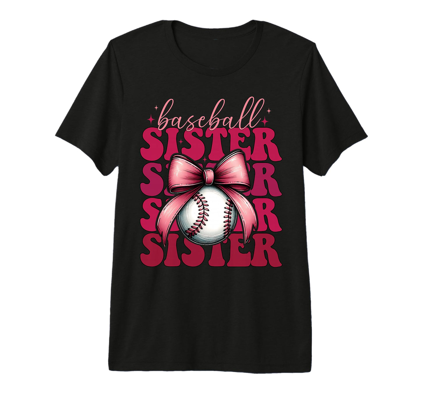 Baseball Sister Baseball Coquette Bow Tri T-Shirt - Graphic Print Unisex - T-Shirt, Sweatshirt, Hoodie