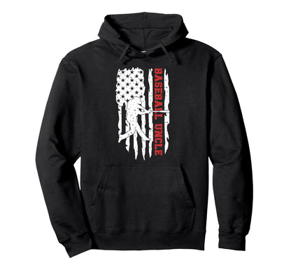 Baseball Uncle Us Flag Uncle Baseball Hoodie - Graphic Print for Adults - T-Shirt, Sweatshirt, Hoodie