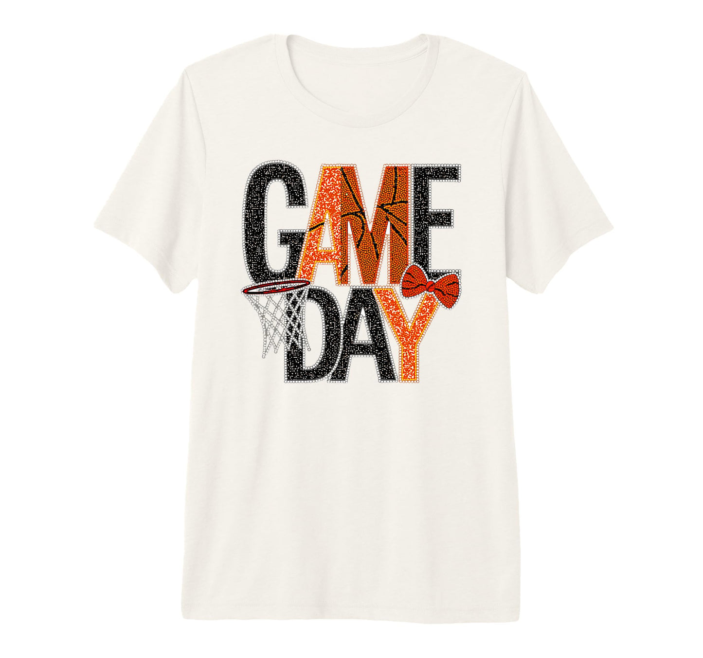 Game Day Basketball Mom Sister Aunt Bow T-Shirt - Minimalist Print Unisex - T-Shirt, Sweatshirt, Hoodie