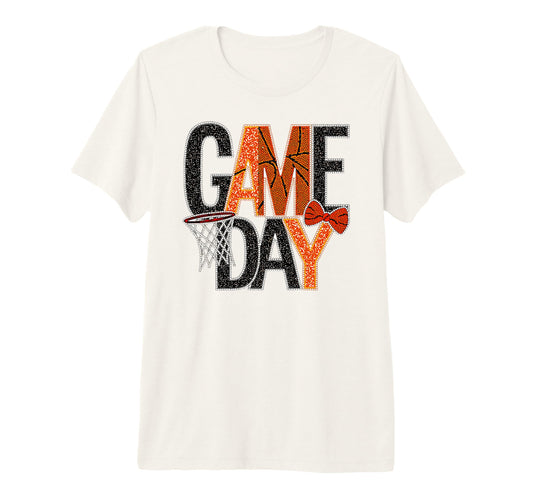 Game Day Basketball Mom Sister Aunt Bow T-Shirt - Minimalist Print Unisex - T-Shirt, Sweatshirt, Hoodie