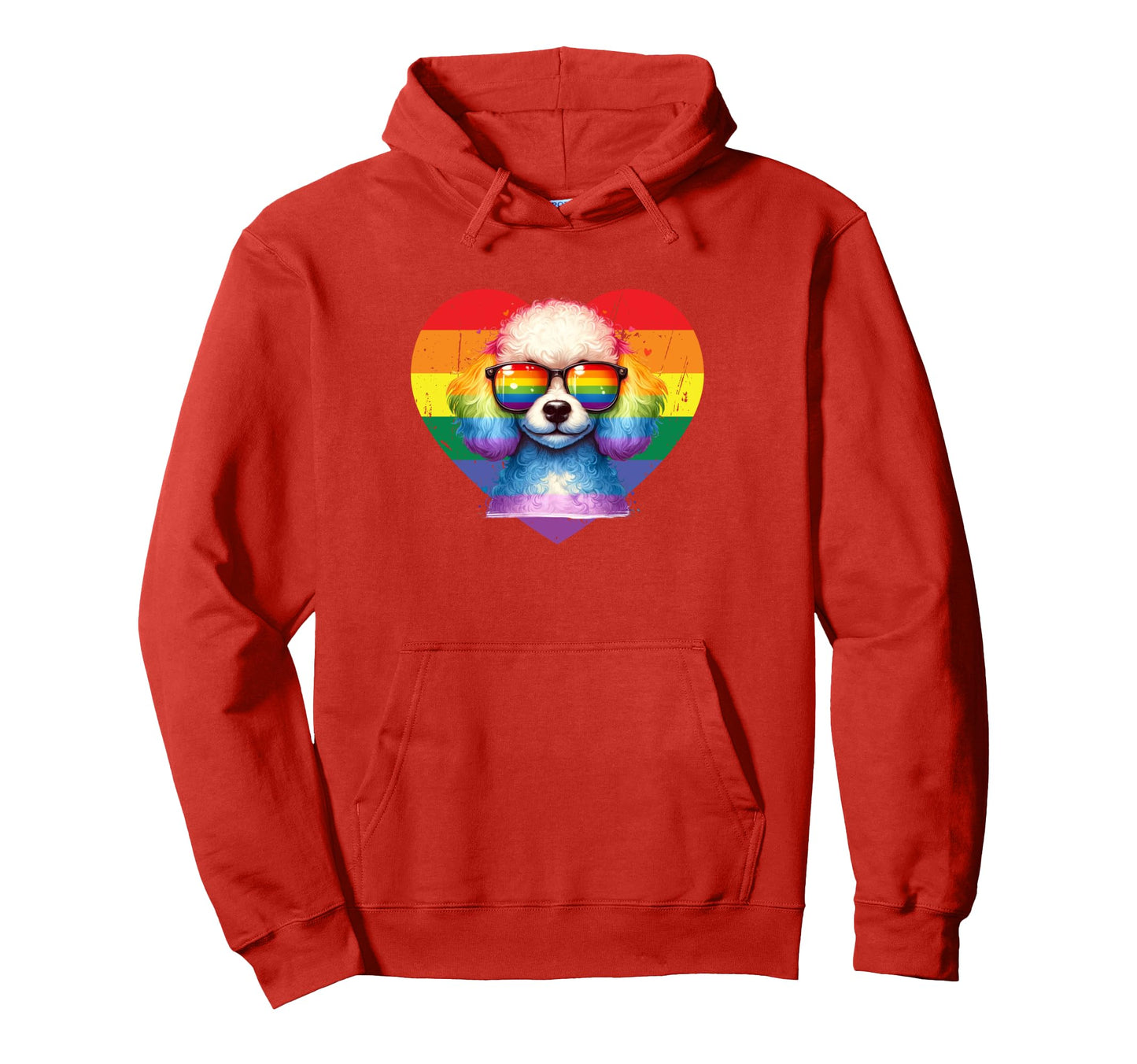 Rainbow Love Heart Dog Pride Lgbt Funny Hoodie - Graphic Print for Adults - T-Shirt, Sweatshirt, Hoodie