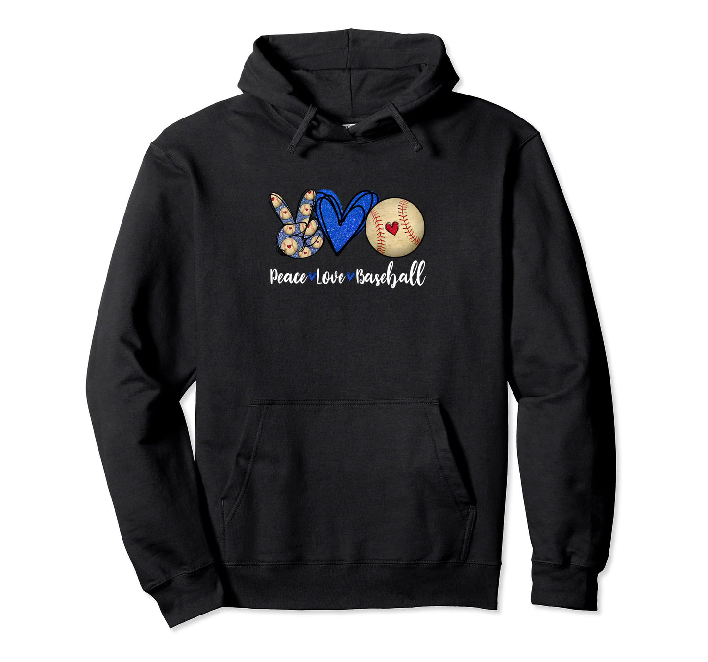 Funny Peace Love Baseball Hoodie - Custom Art Print Unisex - T-Shirt, Sweatshirt, Hoodie