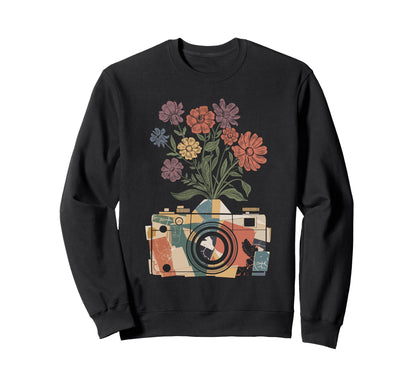 Camera Photography Art Floral Sweatshirt - Streetwear Style for Adults - T-Shirt, Sweatshirt, Hoodie