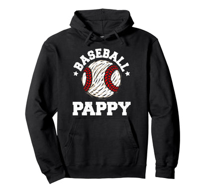 Baseball Pappy Distressed Funny Grandpa Hoodie - Novelty Apparel Unisex - T-Shirt, Sweatshirt, Hoodie