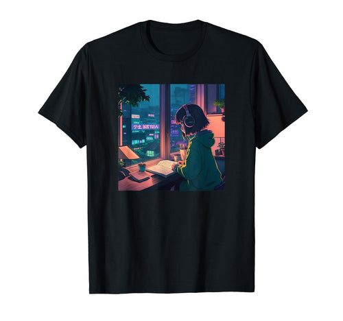 Lofi Anime Headphones 90S Vaporwave T-Shirt - Trendy Graphic Unisex - T-Shirt, Sweatshirt, Hoodie