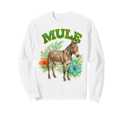 Mule Groovy Floral Mule Watercolor Sweatshirt - Minimalist Print Men Women - T-Shirt, Sweatshirt, Hoodie