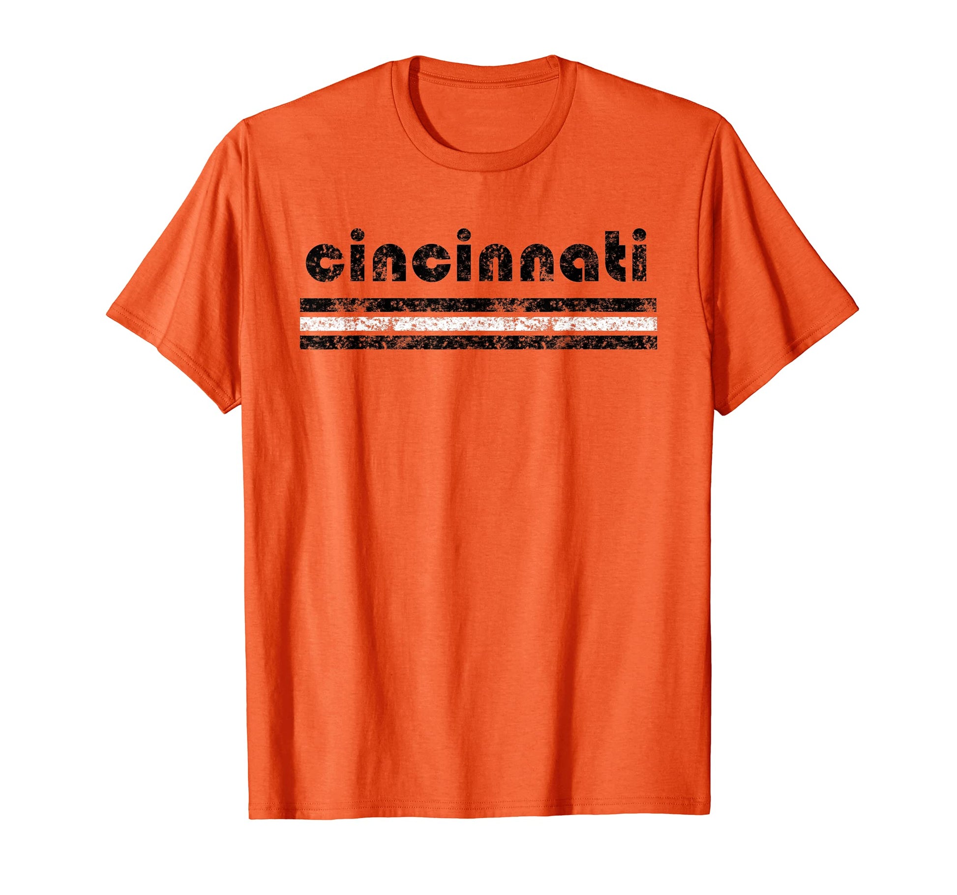 Cincinnati Ohio Three Stripe Weathered T-Shirt - Novelty Apparel for Adults - T-Shirt, Sweatshirt, Hoodie