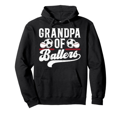 Grandpa Ballers Baseball Soccer Hoodie - Custom Art Print for Adults - T-Shirt, Sweatshirt, Hoodie