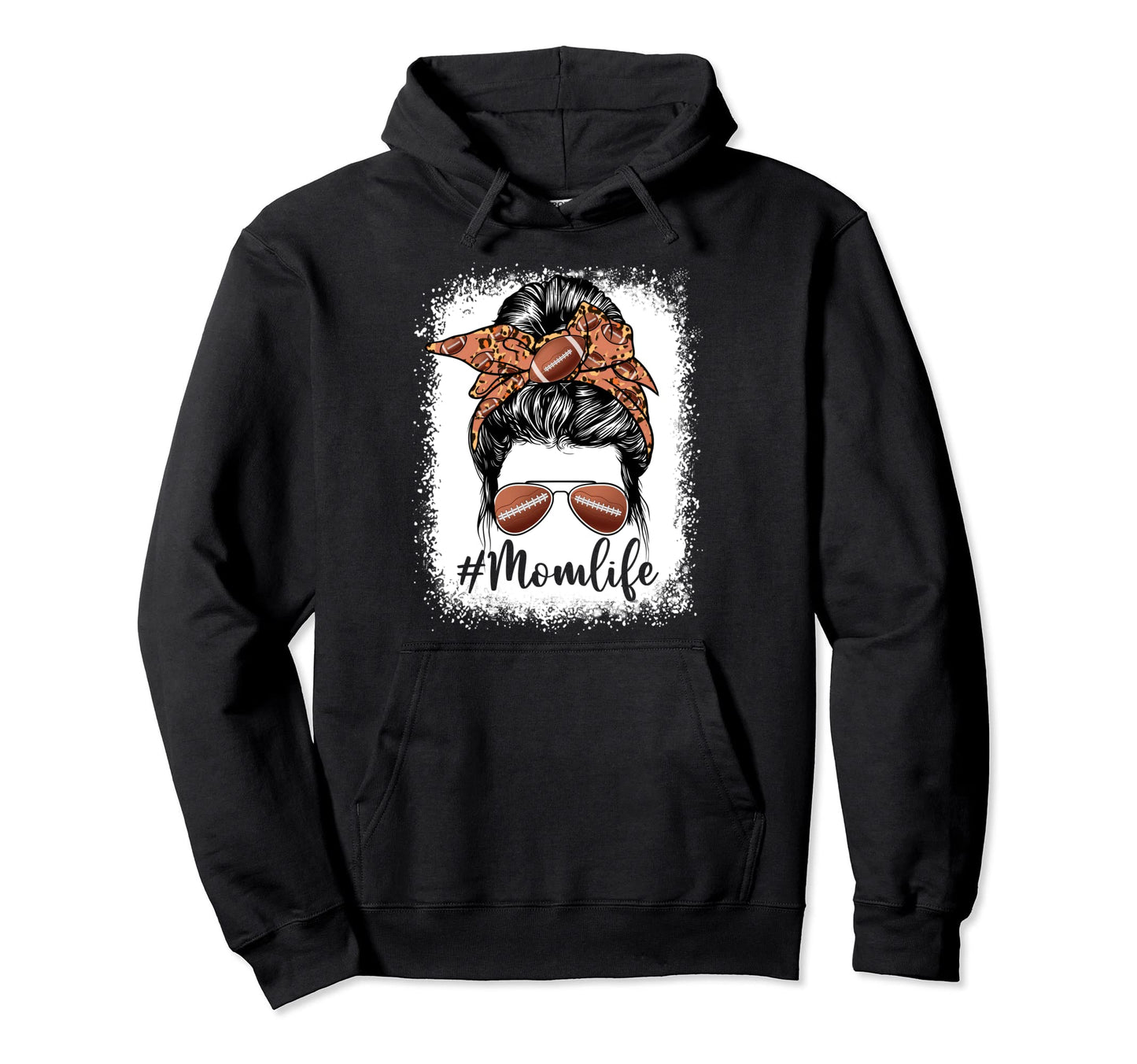 Football Mom Life Messy Bun Game Day Hoodie - Aesthetic Graphic Men Women - T-Shirt, Sweatshirt, Hoodie
