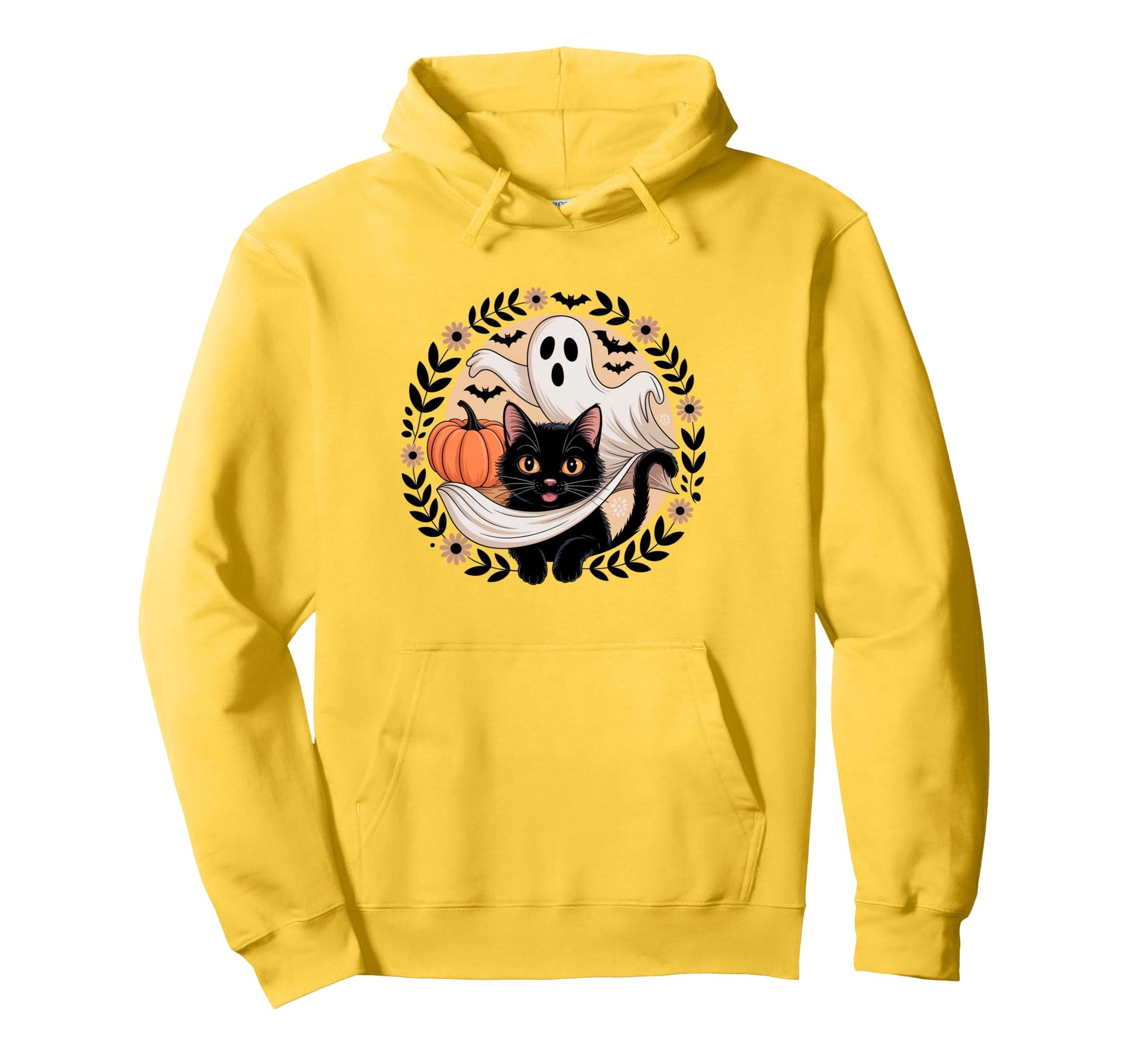 Boho Halloween Cat Ghost Spooky Mama Hoodie - Aesthetic Graphic for Adults - T-Shirt, Sweatshirt, Hoodie