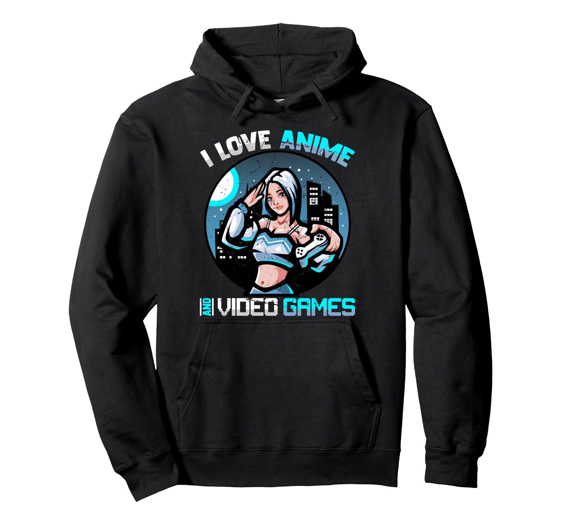 I Love Anime And Video Games Kawaii Hoodie - Custom Art Print for Adults - T-Shirt, Sweatshirt, Hoodie