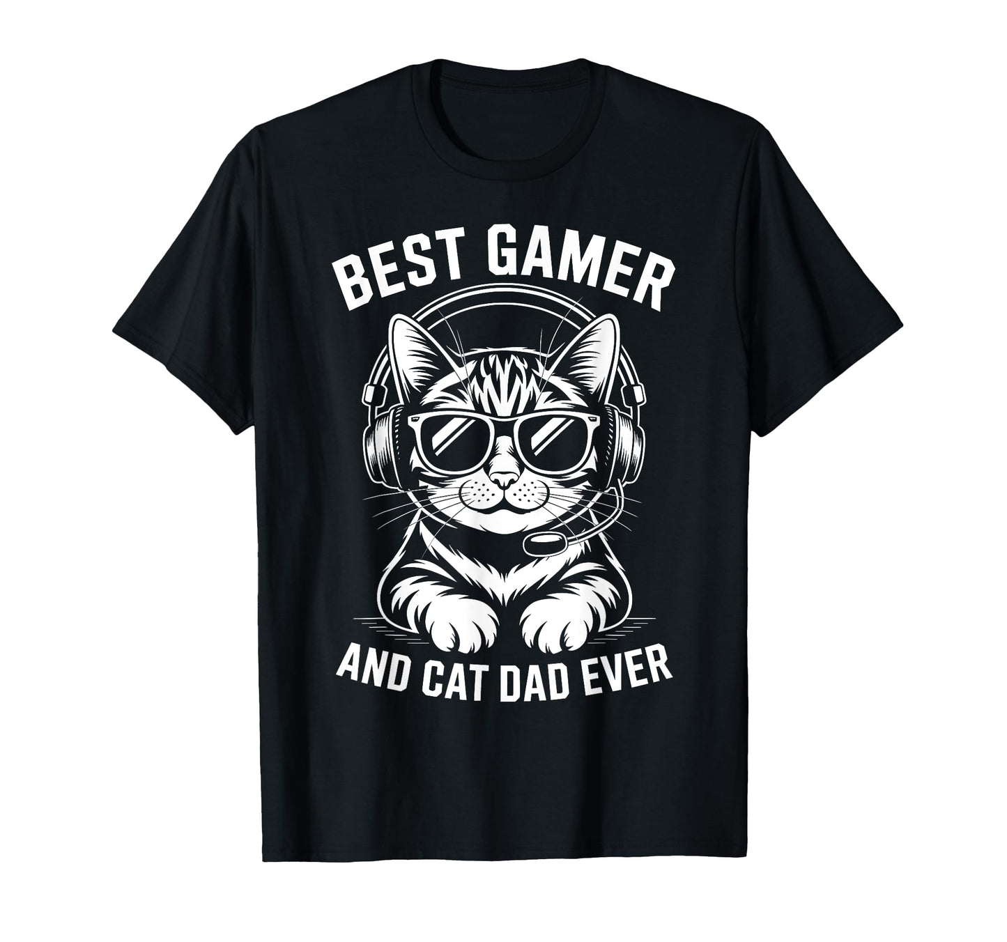 Best Gamer Cat Dad Ever Funny Gaming T-Shirt - Custom Art Print for Adults - T-Shirt, Sweatshirt, Hoodie