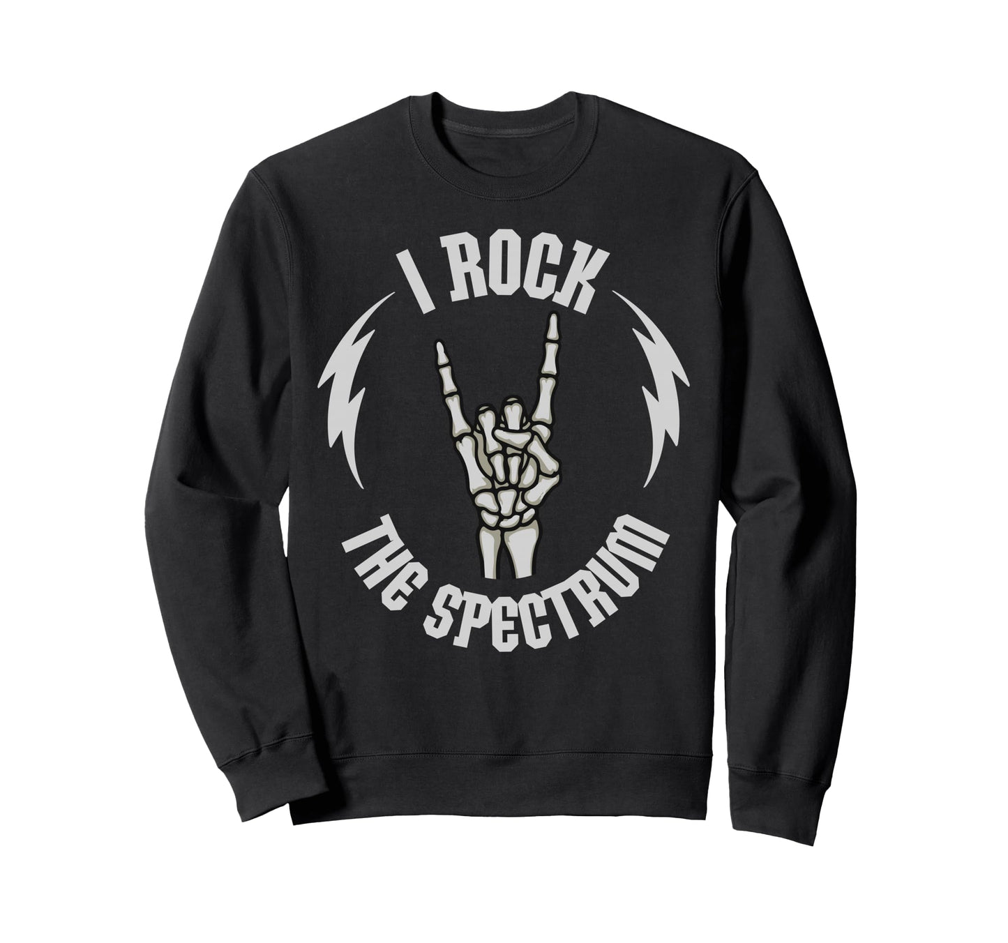 I Rock Spectrum Skeleton Autism Sweatshirt - Custom Art Print for Adults - T-Shirt, Sweatshirt, Hoodie