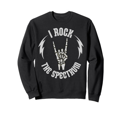 I Rock Spectrum Skeleton Autism Sweatshirt - Custom Art Print for Adults - T-Shirt, Sweatshirt, Hoodie