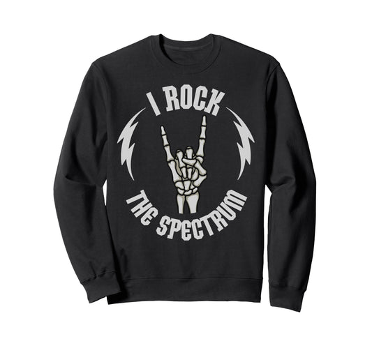 I Rock Spectrum Skeleton Autism Sweatshirt - Custom Art Print for Adults - T-Shirt, Sweatshirt, Hoodie