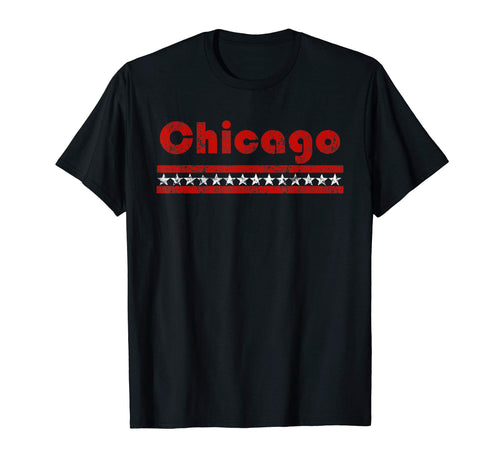 Chicago Illinois Three Stripe Star T-Shirt - Fun Novelty Design Men Women - T-Shirt, Sweatshirt, Hoodie