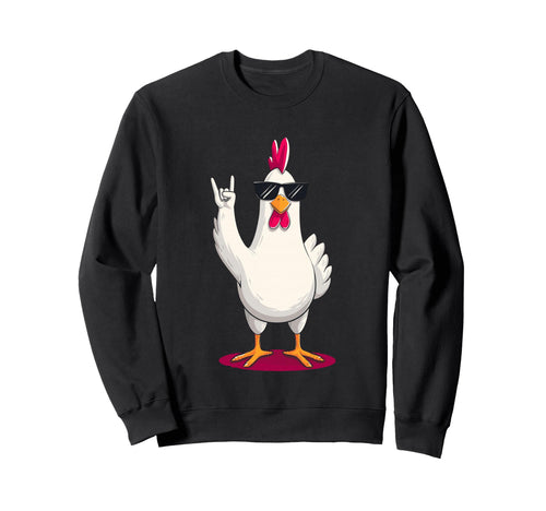 Chicken Funny Animal Cartoon Rock Sweatshirt - Minimalist Print for Adults - T-Shirt, Sweatshirt, Hoodie