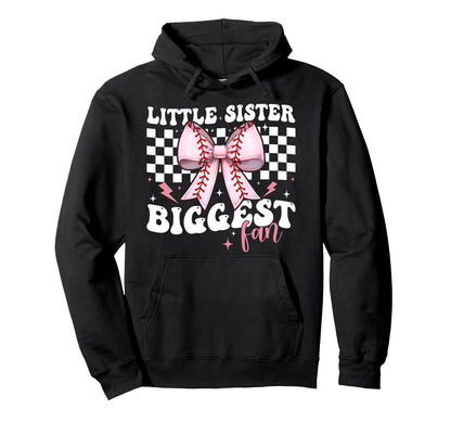 Baseball Sister Coquette Bow Little Hoodie - Casual Everyday Wear Unisex - T-Shirt, Sweatshirt, Hoodie