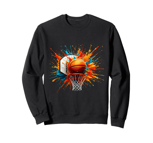 Colorful Paints Splash Basketball Sweatshirt - Custom Art Print for Adults - T-Shirt, Sweatshirt, Hoodie