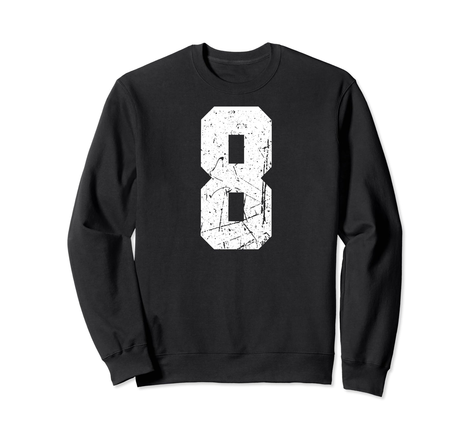 Number 8 White Varsity Number Sweatshirt - Trendy Graphic Unisex - T-Shirt, Sweatshirt, Hoodie