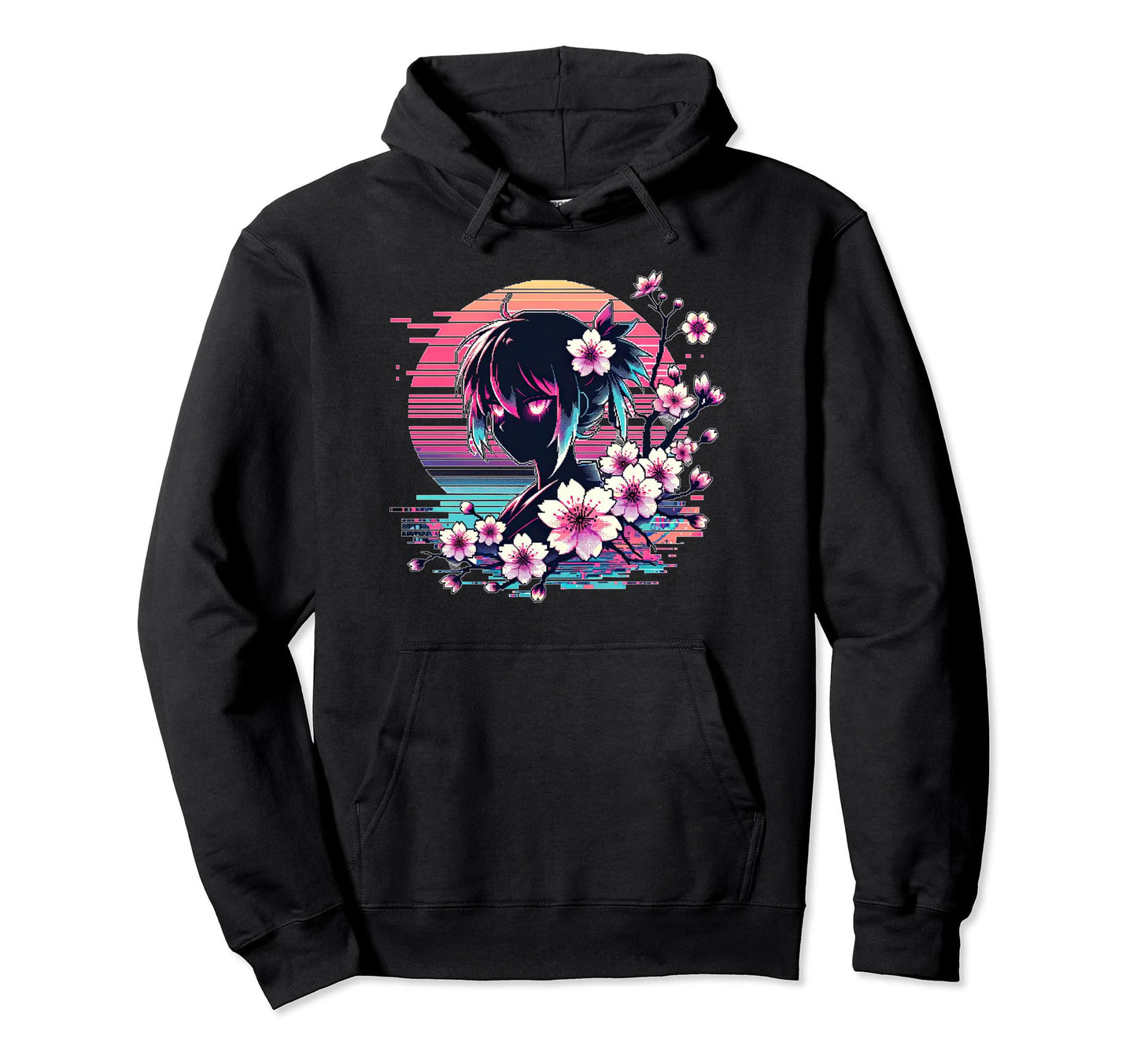Sakura Synthwave Japanese Vaporwave Hoodie - Novelty Apparel Unisex - T-Shirt, Sweatshirt, Hoodie