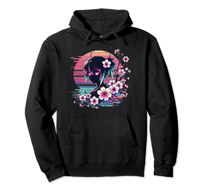 Sakura Synthwave Japanese Vaporwave Hoodie - Novelty Apparel Unisex - T-Shirt, Sweatshirt, Hoodie