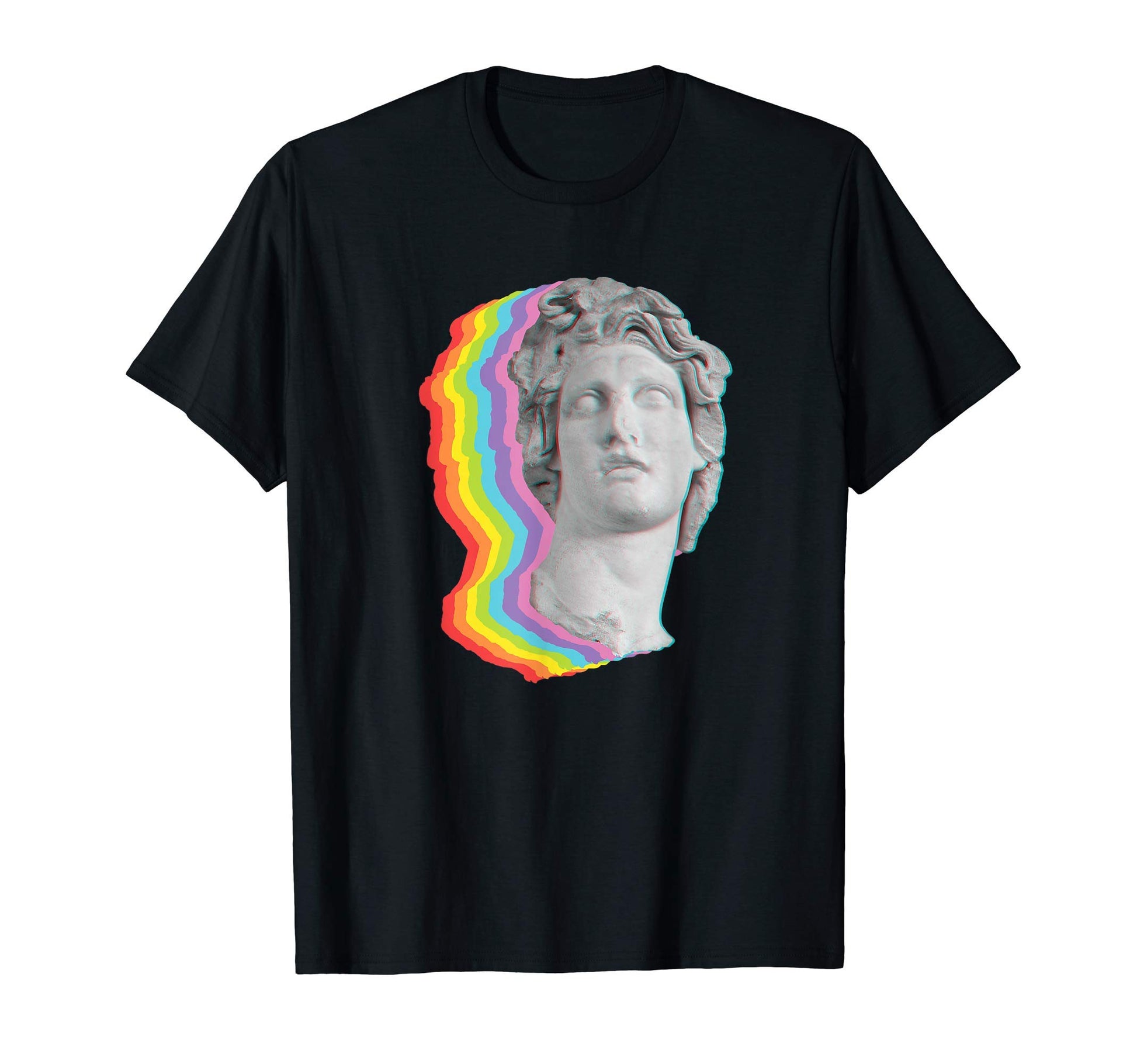 Rainbow Glitch Retrowave Synthwave T-Shirt - Unique Graphic for Adults - T-Shirt, Sweatshirt, Hoodie