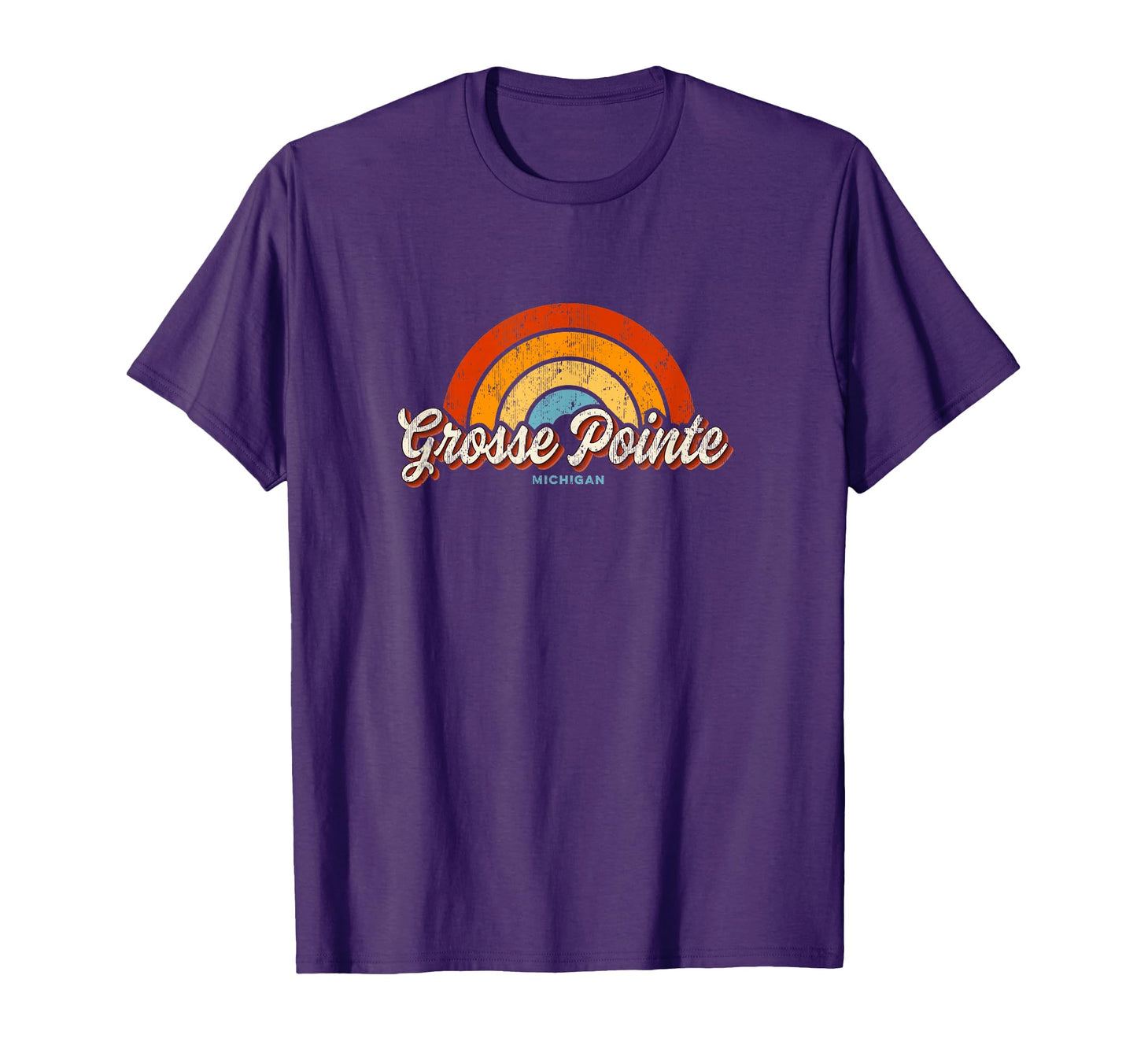 Grosse Pointe Michigan Mi Rainbow 70S T-Shirt - Novelty Apparel for Adults - T-Shirt, Sweatshirt, Hoodie