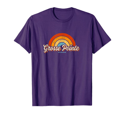 Grosse Pointe Michigan Mi Rainbow 70S T-Shirt - Novelty Apparel for Adults - T-Shirt, Sweatshirt, Hoodie