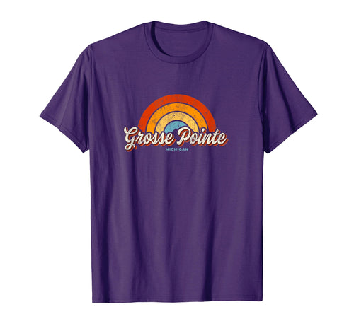 Grosse Pointe Michigan Mi Rainbow 70S T-Shirt - Novelty Apparel for Adults - T-Shirt, Sweatshirt, Hoodie