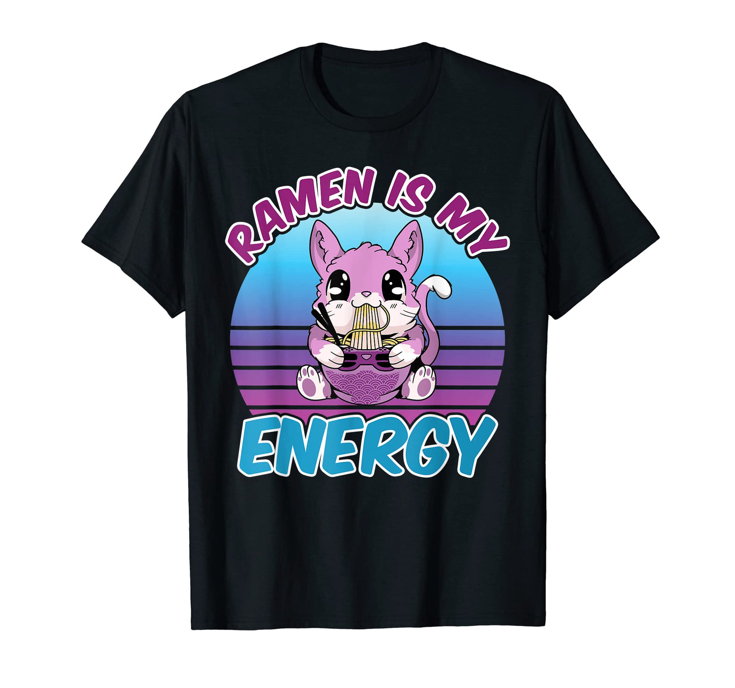 Japanese Kawaii Anime Cat Ramen T-Shirt - Casual Everyday Wear Unisex - T-Shirt, Sweatshirt, Hoodie