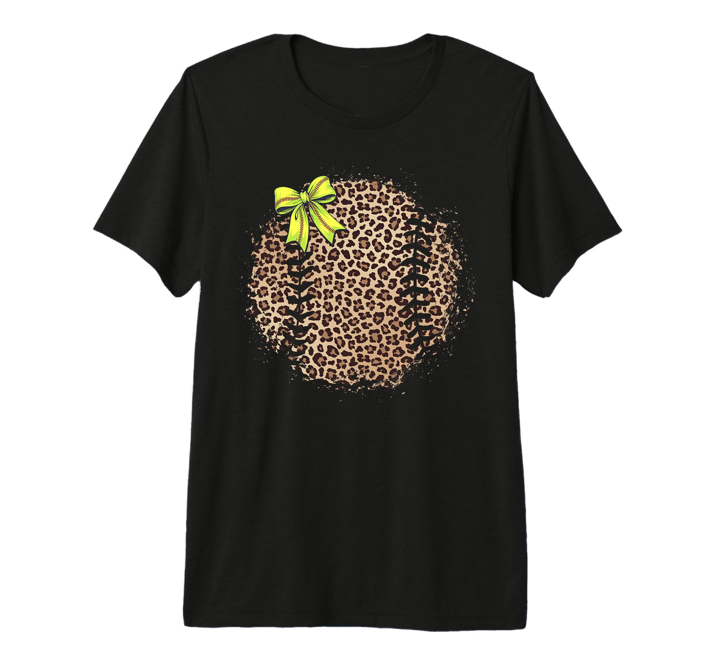 Softball Mom Leopard Coquette Bow T-Shirt - Minimalist Print Men Women - T-Shirt, Sweatshirt, Hoodie