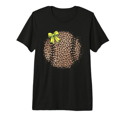 Softball Mom Leopard Coquette Bow T-Shirt - Minimalist Print Men Women - T-Shirt, Sweatshirt, Hoodie
