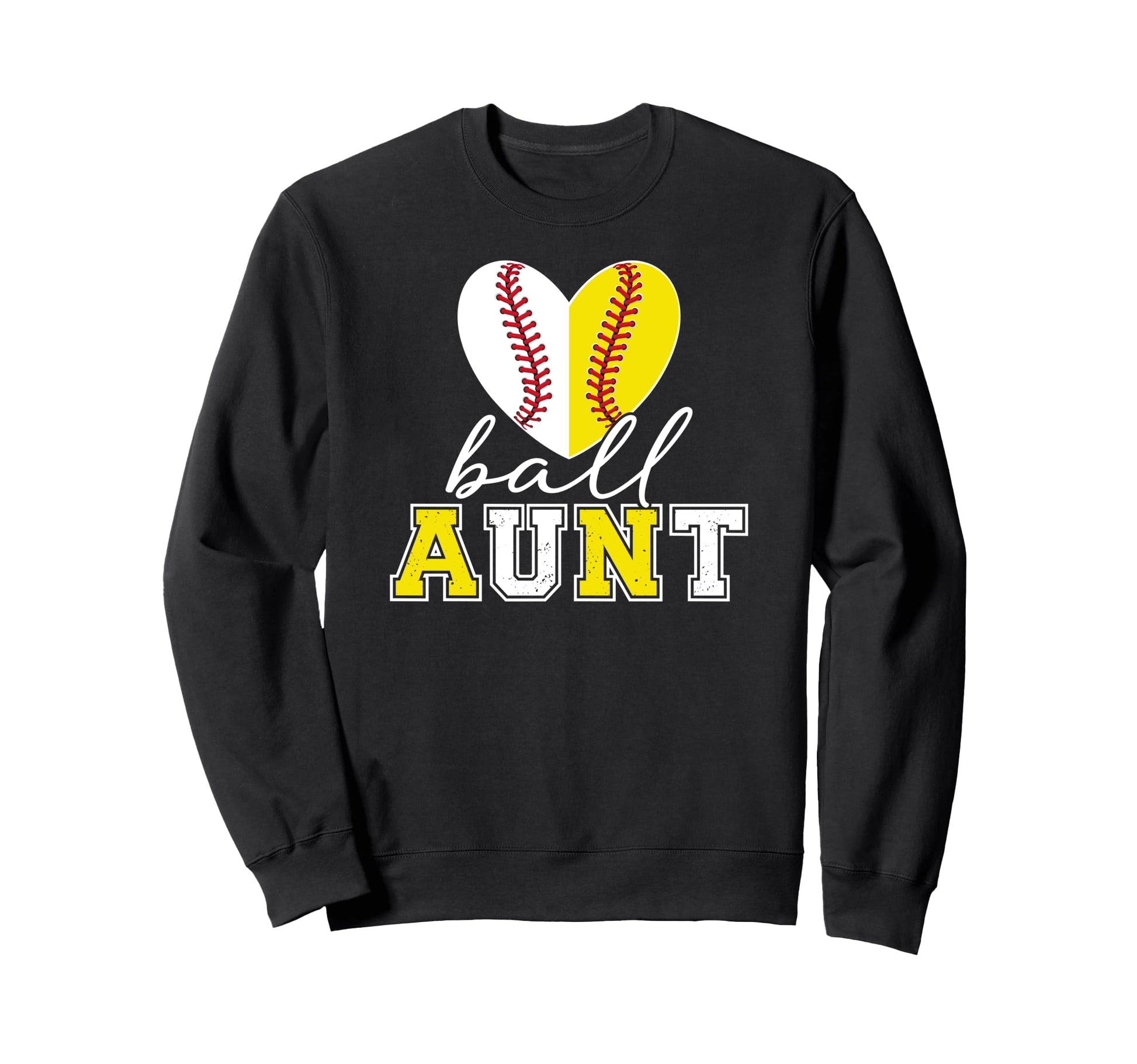 Ball Aunt Heart Softball Baseball Sweatshirt - Aesthetic Graphic Unisex - T-Shirt, Sweatshirt, Hoodie