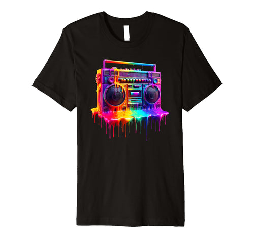Dripping Paint Boombox Old School 80S T-Shirt - Aesthetic Graphic Unisex - T-Shirt, Sweatshirt, Hoodie